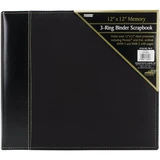 Pioneer 3-Ring Sewn Cover Album Black Suede 12inX12in